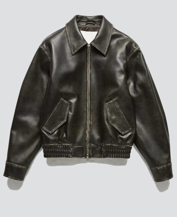 BRUSHED BLACK ITALIAN LAMB SKIN LEATHER BLOUSON