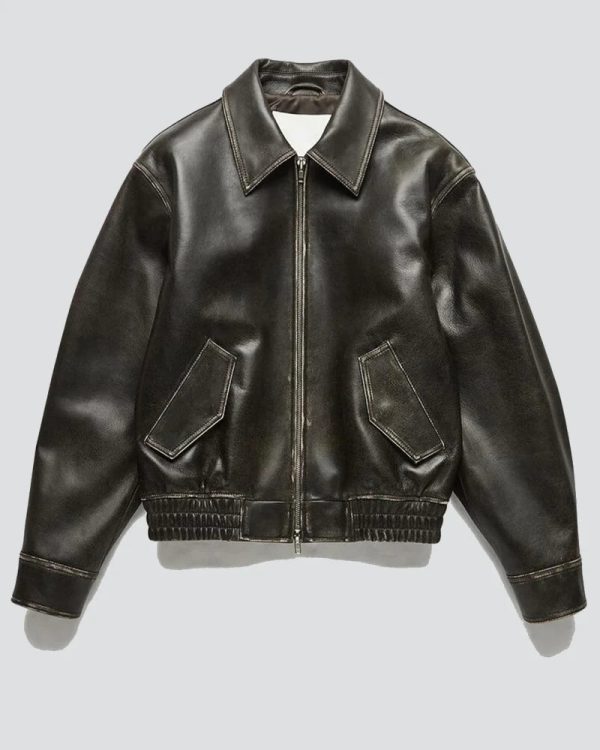 BRUSHED BLACK ITALIAN LAMB SKIN LEATHER BLOUSON