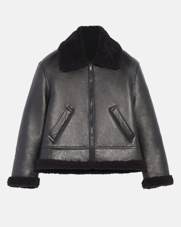 BadBunnyShearlingLeatherJacket