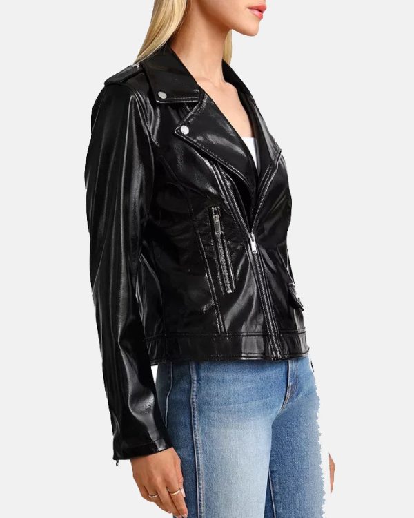 Bagatelle Patent Black Leather Biker Jacket