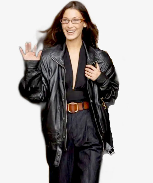 BellaHadidBlackLeatherMotoJacket