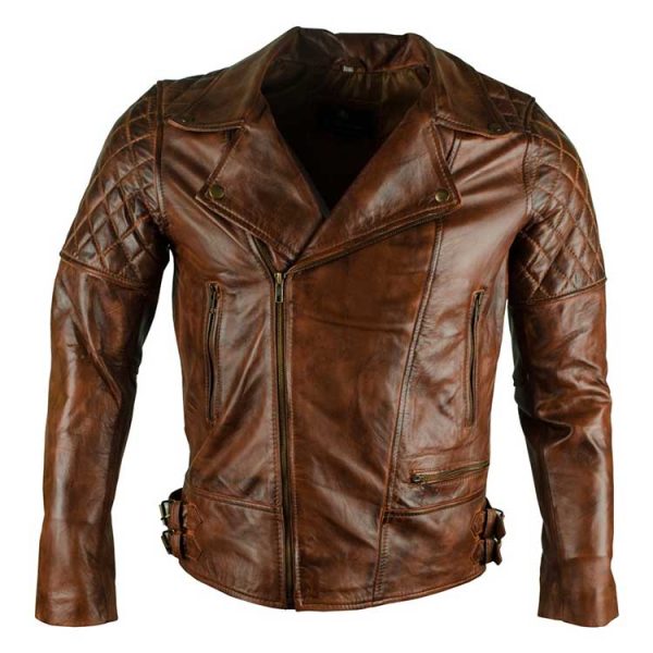 Men Brown Biker Brando Retro Leather Jacket