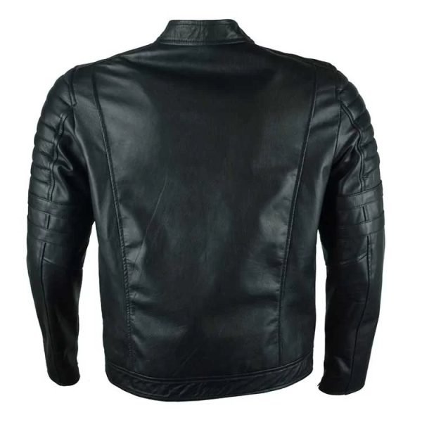 Men Black Biker Quilted Style Leather Jacket