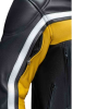 Men Black & Yellow Biker Leather Jacket with White Line