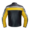 Men Black & Yellow Biker Leather Jacket with White Line