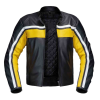 Men Black & Yellow Biker Leather Jacket with White Line