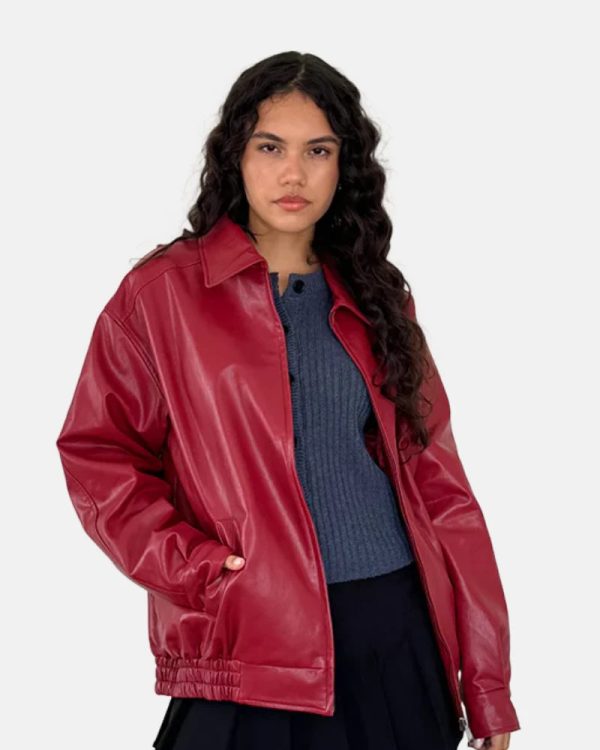 BloodRedLeatherMotorcycleJacket