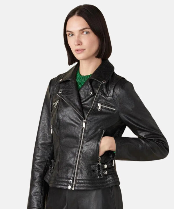 Brandy Bubble Moto Leather Jacket