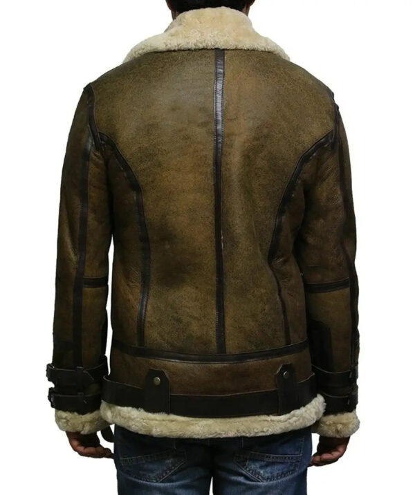 BrownShearlingWaxBomberFurLeatherJacket