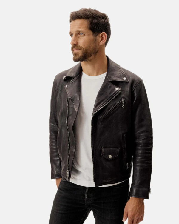 Buck Muson Bruiser Black Leather Motorcycle Jacket