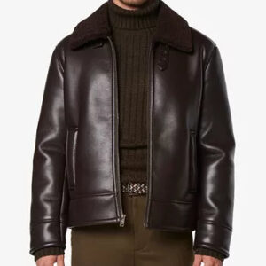 Cadman Aviator Fur Brown Faux Leather Jacket