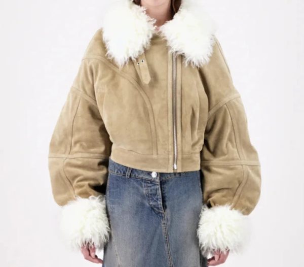 Camille Razat Emily in Paris Season 04 Camille Suede Jacket with Faux Leather