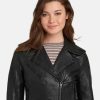Carly Genuine Black Leather Biker Jacket