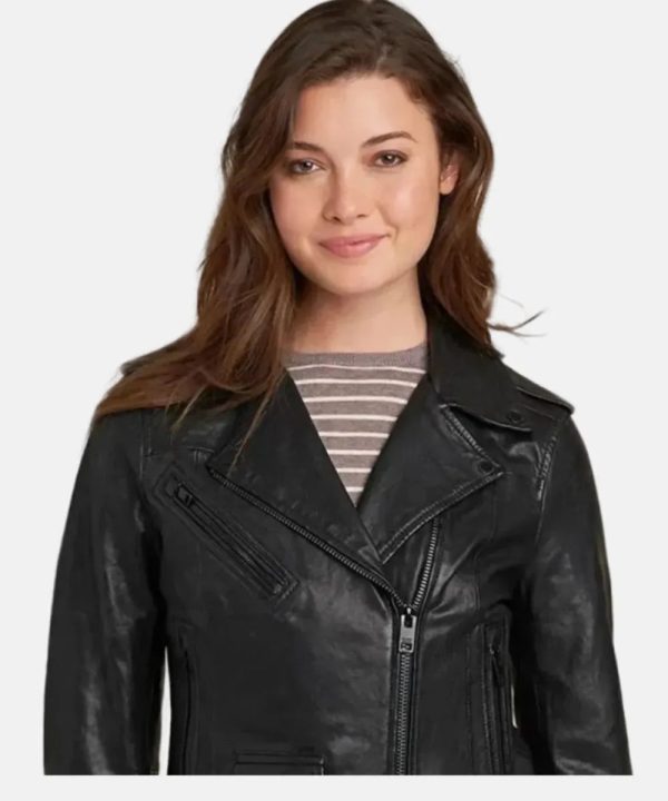 Carly Genuine Black Leather Biker Jacket