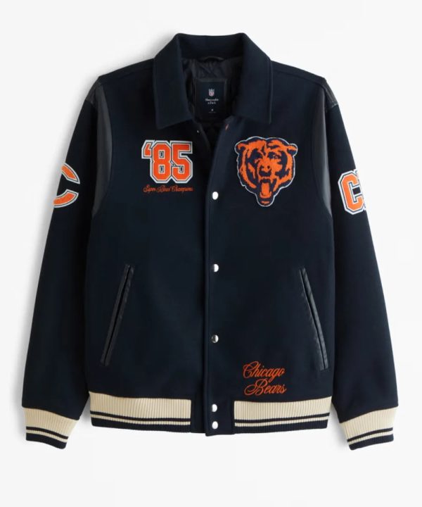 North Division Chicago Bears (85 CB) Varsity Bomber Jacket Blue