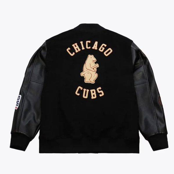 NFL Chicago Cubs Mitchell & Ness Black Blackout Collection Full-Snap Varsity Jacket