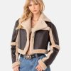 ChocolateShearlingLeatherCropJacket