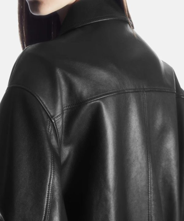 CosOversizedCollaredLeatherJacket