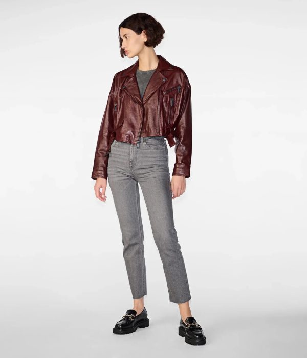 Cropped Motorcycle leather Jacket