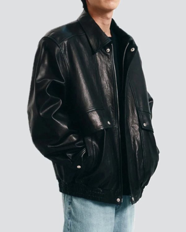 Men Oversized Vintage Leather Jacket - Image 2