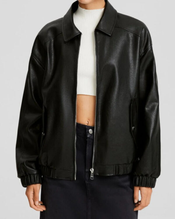 DadFitBlackFauxLeatherJacket