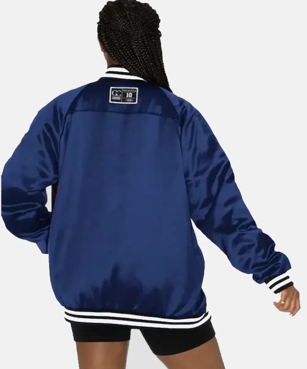 Dallas Cowboys Gameday Couture Oversized Blue and White Satin Varsity Bomber Jacket