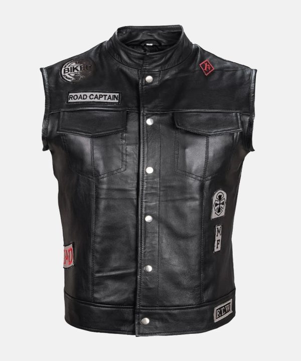 DeaconSt.JohnDaysGoneBlackLeatherMotorcycleVest