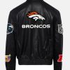 DenverBroncosJeffHamiltonBlackLeatherVarsityJacket