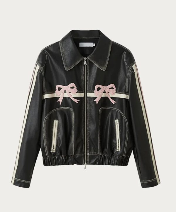 Diddi Moda Pink Bow Leather Jacket