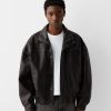 Distressed Leather Oversize Jacket