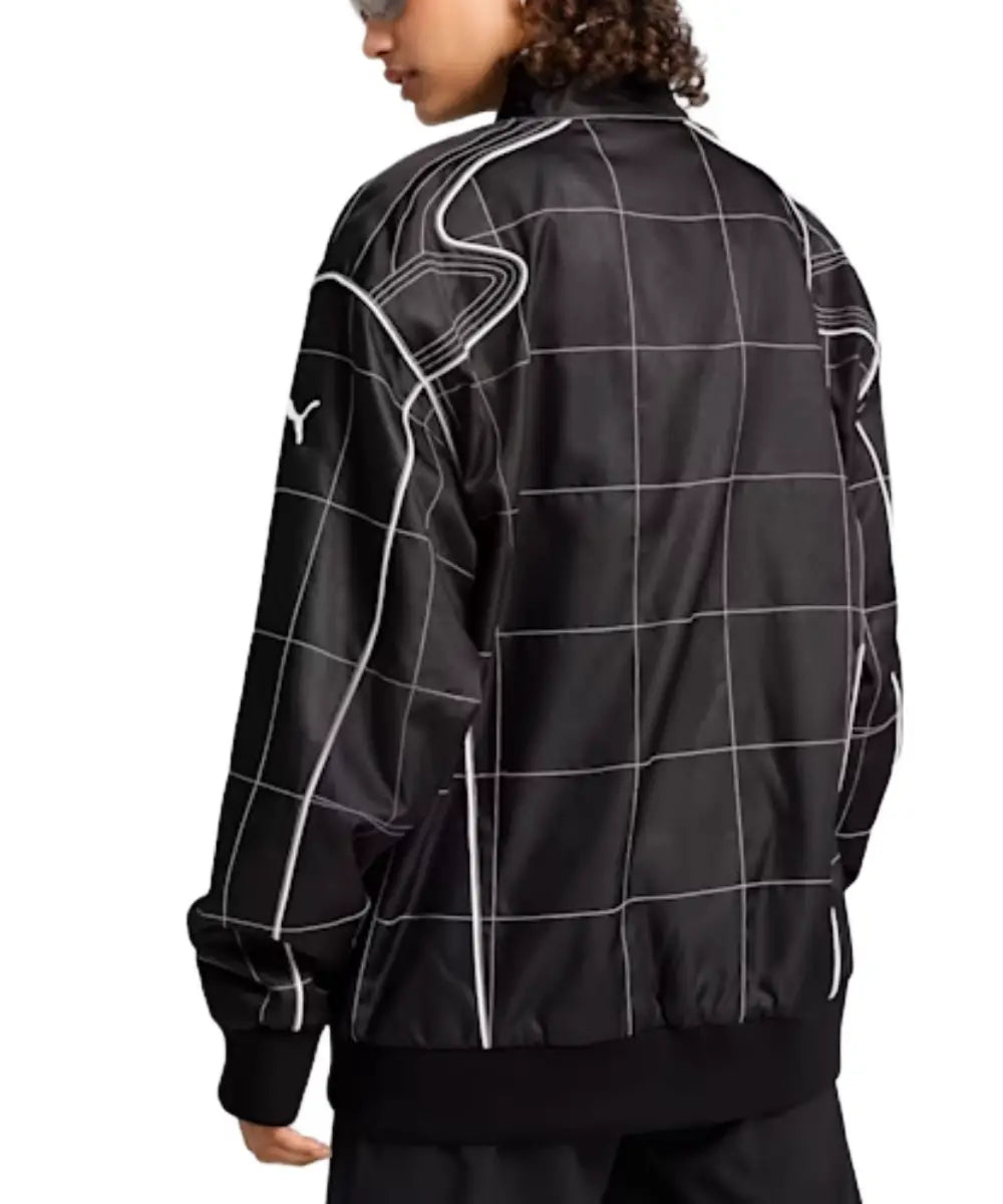 Dua Lipa  Oversized Puma Relaxed Racer Bomber Jacket Black
