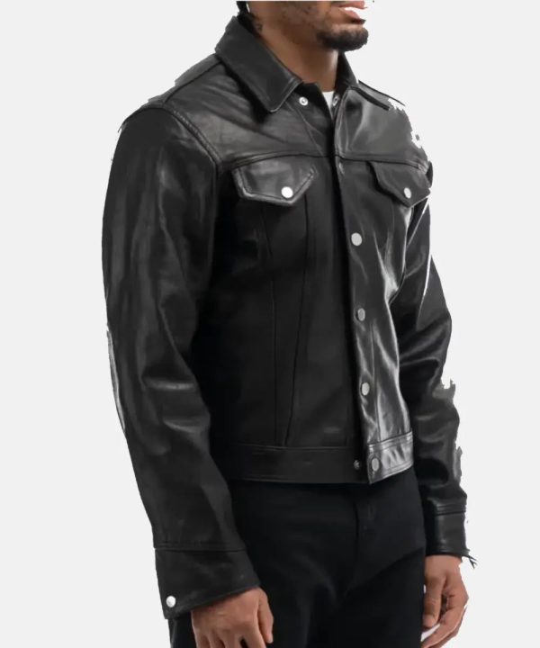 EminemHoudiniBlackLeatherTruckerJacketForMenandWomen
