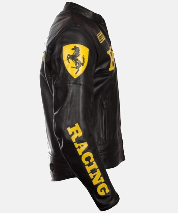 Mens Black Ferrari Leather Jacket - Image 4
