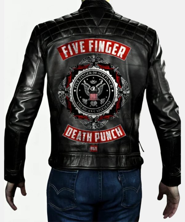FiveFingerDeathPunchBlackPremiumandVintageLeatherBikerJacket
