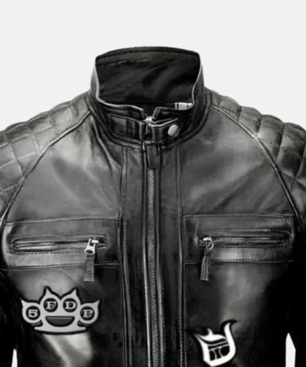 FiveFingerDeathPunchBlackPremiumandVintageLeatherBikerJacke