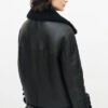 Fur Aviator Black SheepSkin Leather Shearling Jacket