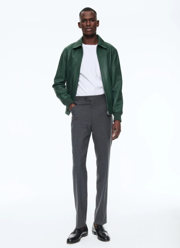 GREEN LAMB LEATHER Biker JACKET
