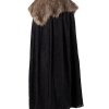 Game Of Thrones Season 8 Jon Snow Brown Fur Collar Black Cloak Suit Halloween Cosplay