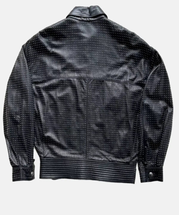 GianniVersaceLeatherJacketBlackStuddedwithzipsizeIT52fromthe1990_s