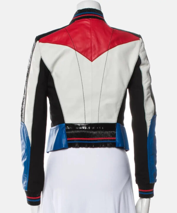 GigiHadidMultiColorBikerLeatherJacketSaleForWomen