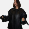 Hailey Bieber Coachella 2024 Comfort Looks Oversized Black Leather Jacket