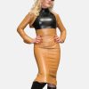 HandmadeWomensLambskinTanLeatherSkirt
