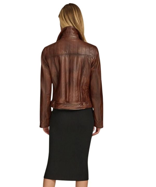 Hazel Brown Biker Leather Jacket