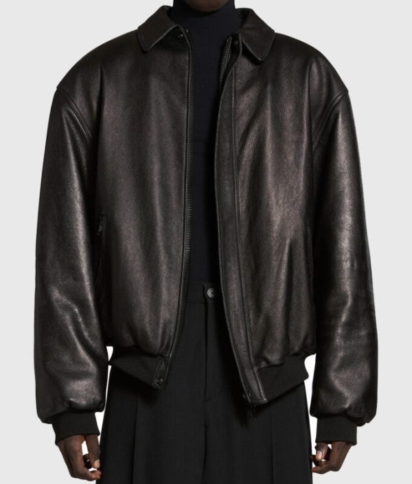 JustinBieberBlackOversizedLeatherJacket