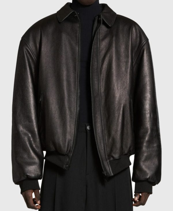   JustinBieberBlackOversizedLeatherJacket