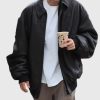 JustinBieberCozyandVintageDistressedleatherOversizedJacket