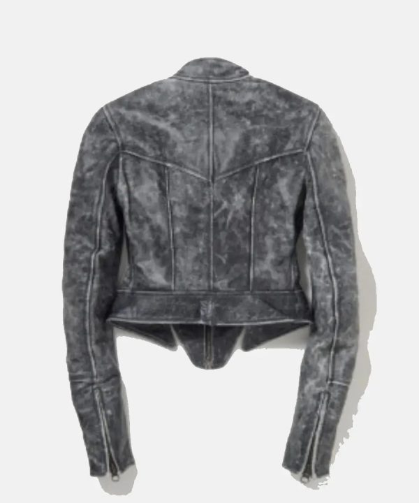 KNWLKatyPerryCroppedDistressedLeather nbsp StripedBikerJacket