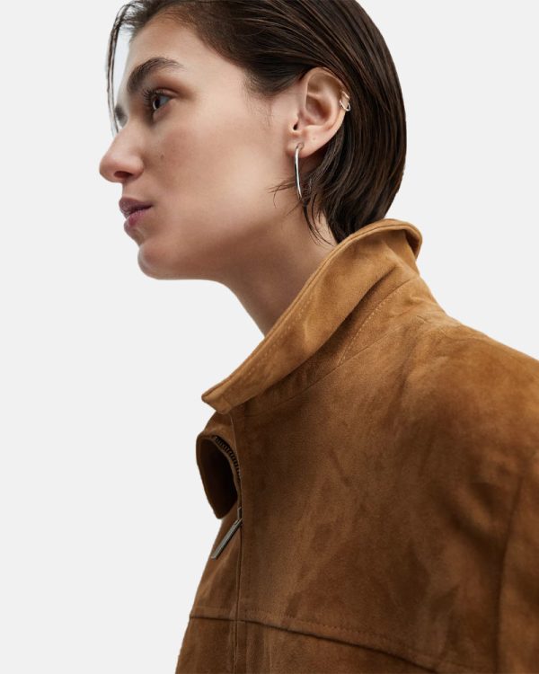 KatieHolmesMangoSuedeLeatherBomberJacket