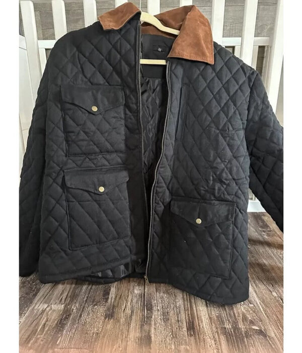 KevinCostnerYellowstoneQuiltedBlackJacket