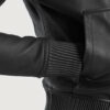 KnittedBlackHoodedLeatherBomberBikerJacket